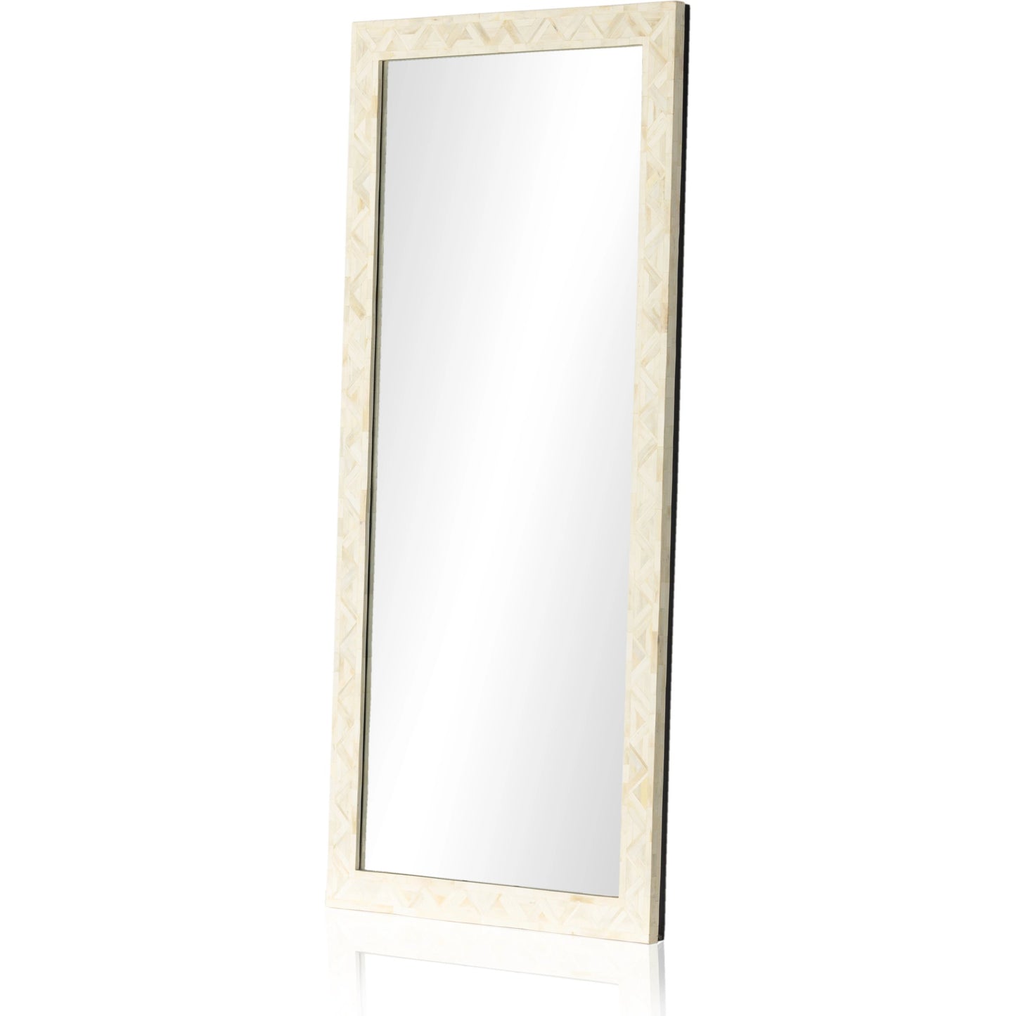 003 SI-1977488 | Additional Silo | Loredo Floor Mirror by Four Hands in white bone. Made from iron, 100% bone, mirror in a modern style.
