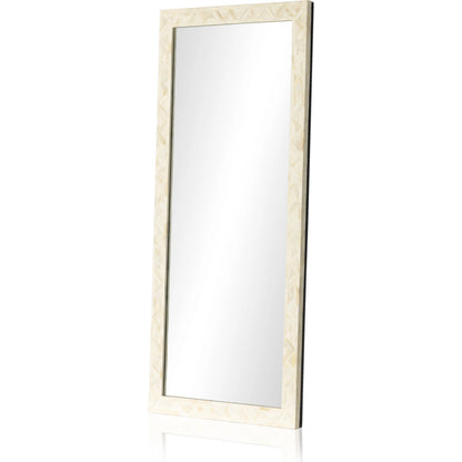 Loredo Floor Mirror by Four Hands in white bone. Made from iron, 100% bone, mirror in a modern style.