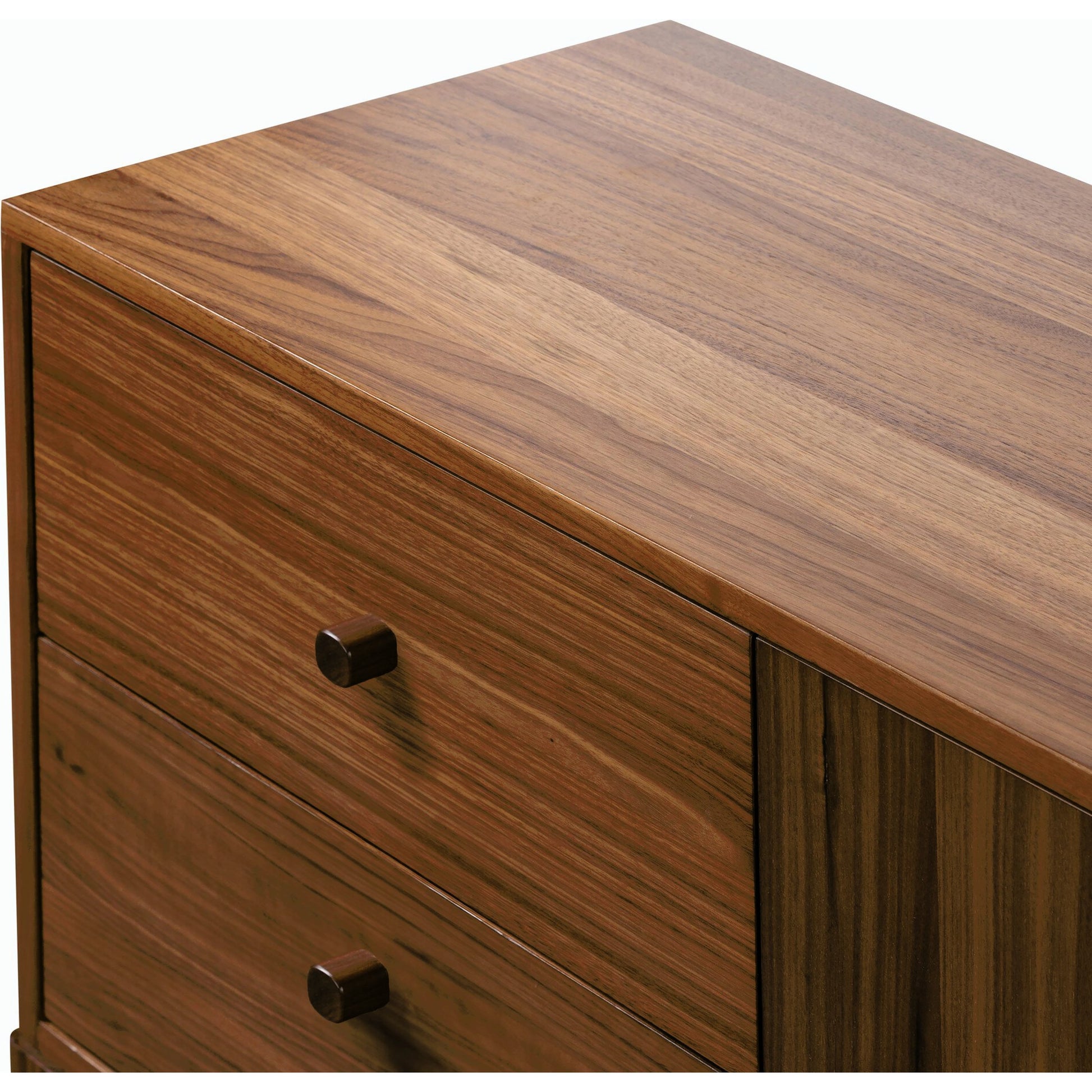 Arturo Media Console by Four Hands in natural walnut veneer. Made from walnut veneer in a modern style.