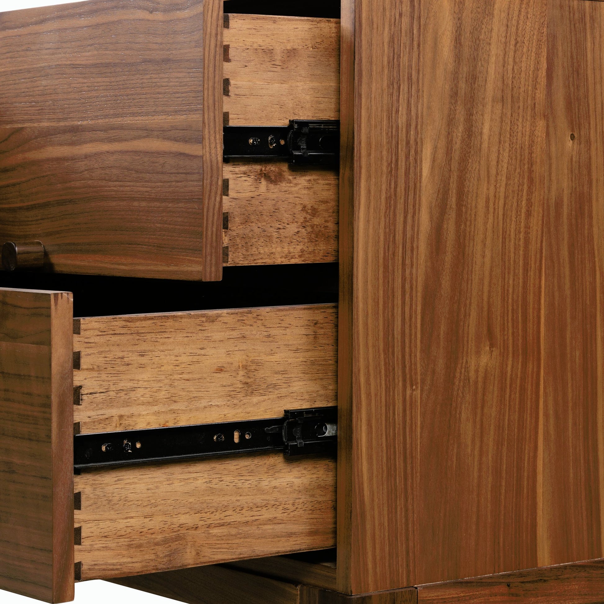 Arturo Media Console by Four Hands in natural walnut veneer. Made from walnut veneer in a modern style.