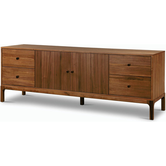 Arturo Media Console by Four Hands in natural walnut veneer. Made from walnut veneer in a modern style.