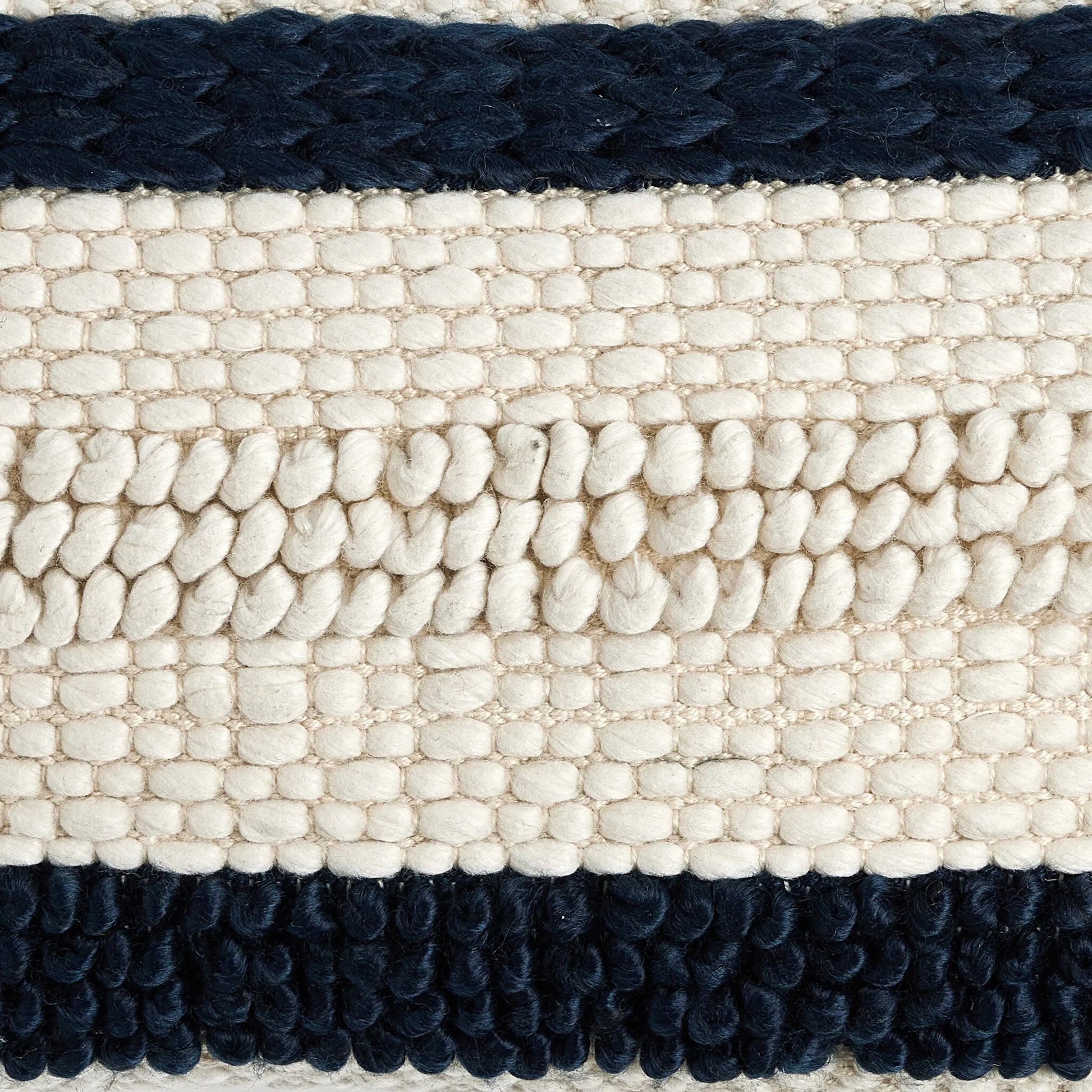 Textured Stripe Pillow by Four Hands in navy, natural, cream backing. Made from unique in a transitional style.