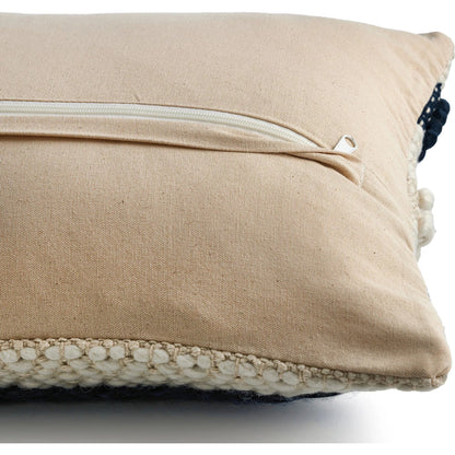 Textured Stripe Pillow by Four Hands in navy, natural, cream backing. Made from unique in a transitional style.