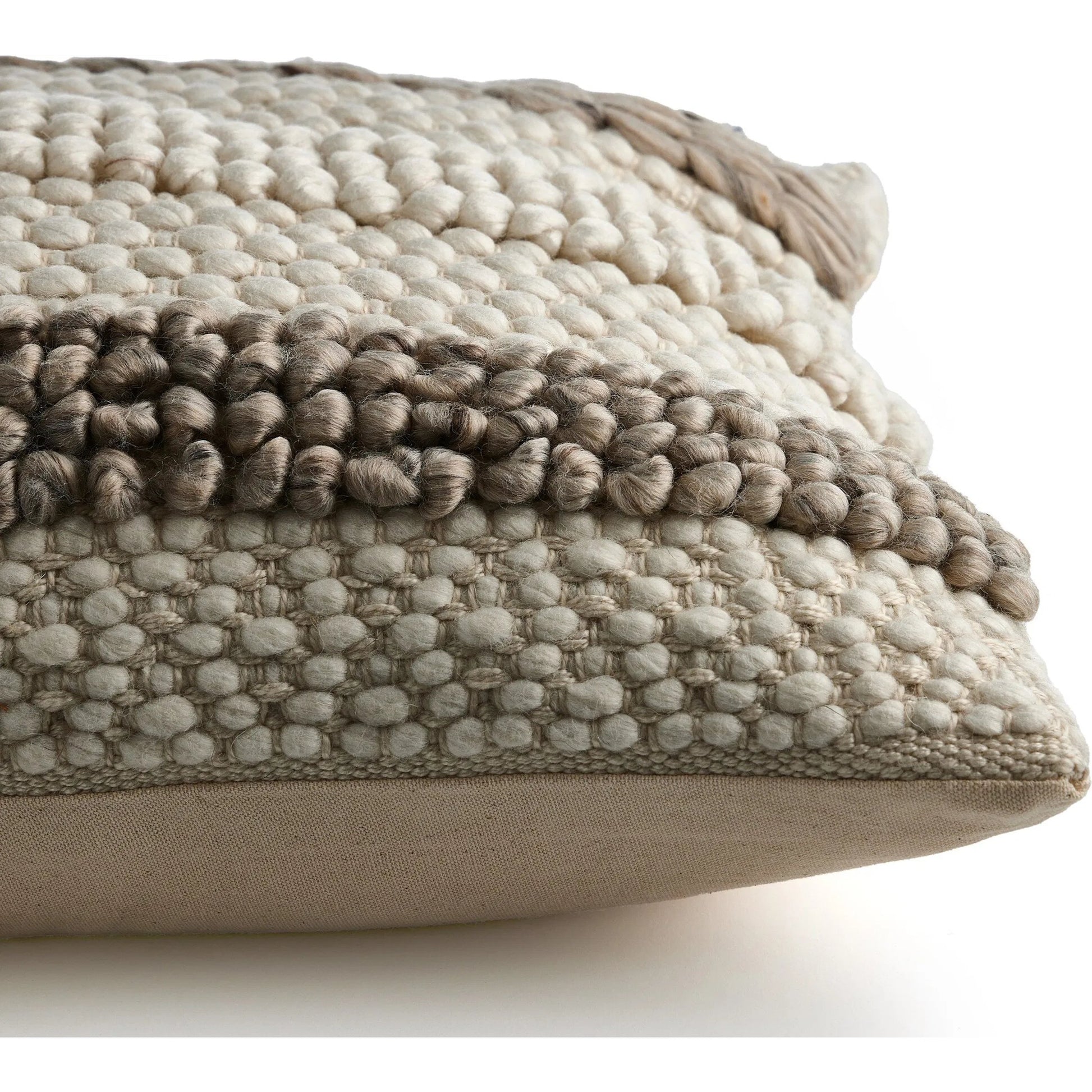 Textured Stripe Pillow by Four Hands in navy, natural, cream backing. Made from unique in a transitional style.