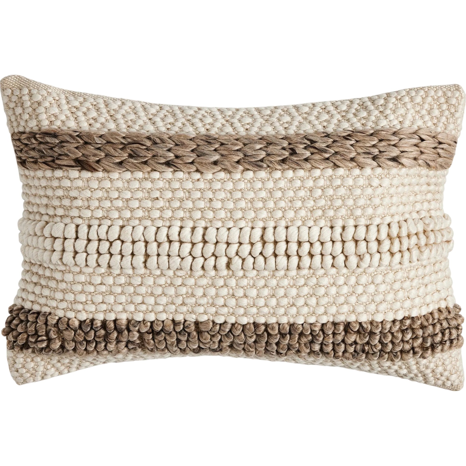 Textured Stripe Pillow by Four Hands in navy, natural, cream backing. Made from unique in a transitional style.