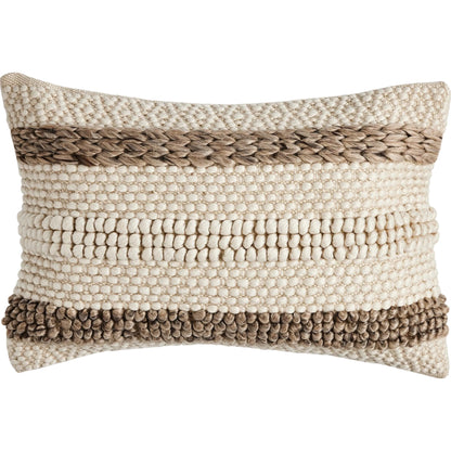 Textured Stripe Pillow by Four Hands in navy, natural, cream backing. Made from unique in a transitional style.
