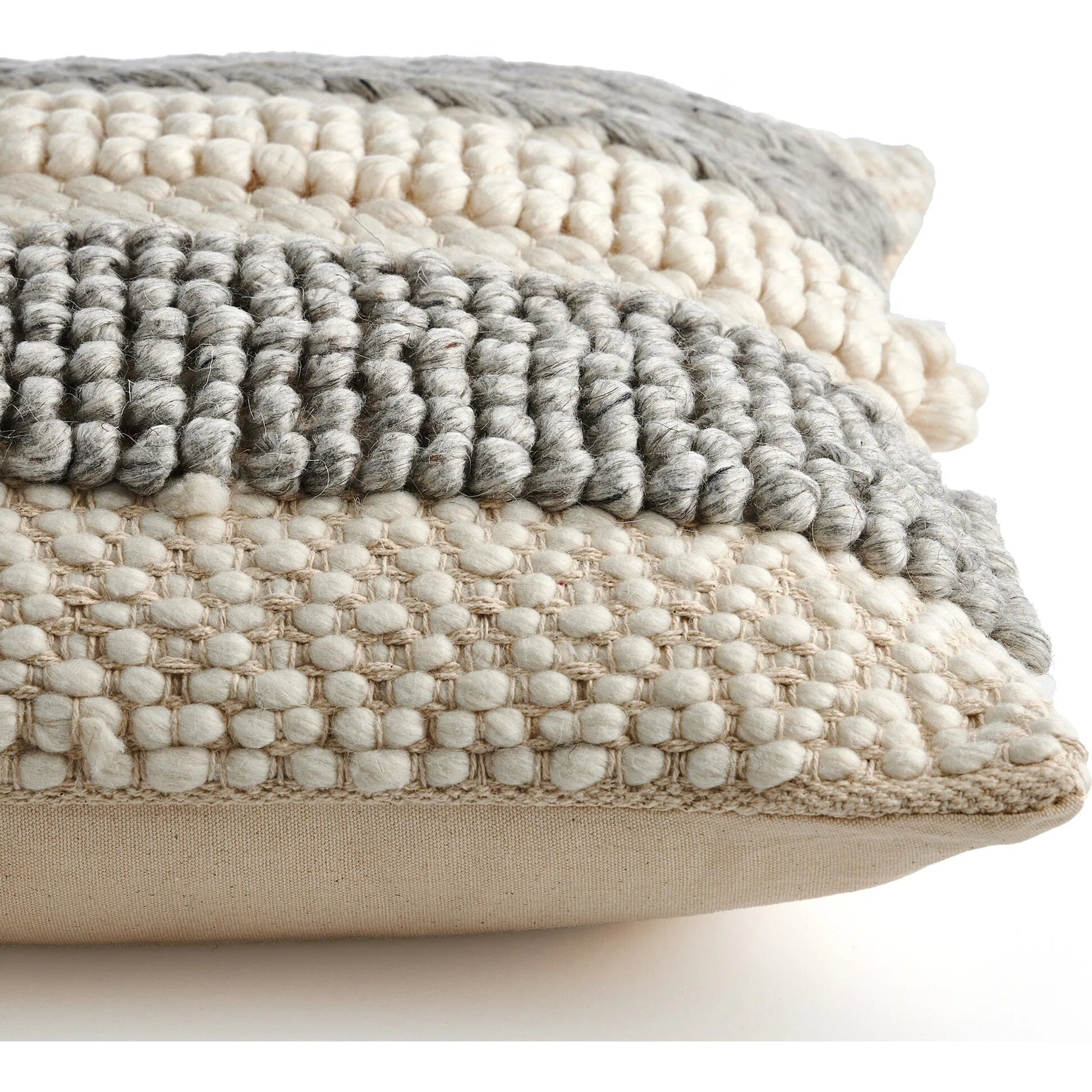 Textured Stripe Pillow by Four Hands in navy, natural, cream backing. Made from unique in a transitional style.