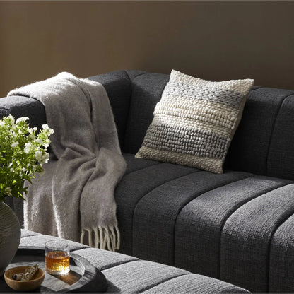 Textured Stripe Pillow by Four Hands in navy, natural, cream backing. Made from unique in a transitional style.