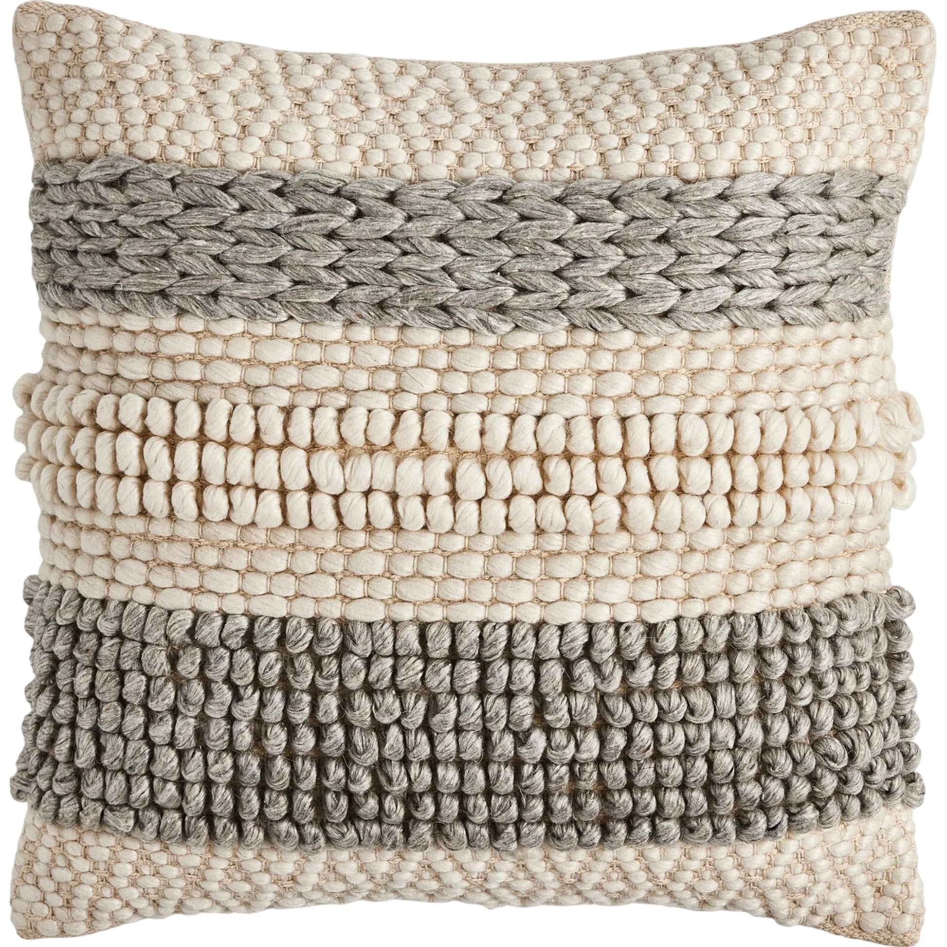 Textured Stripe Pillow by Four Hands in navy, natural, cream backing. Made from unique in a transitional style.