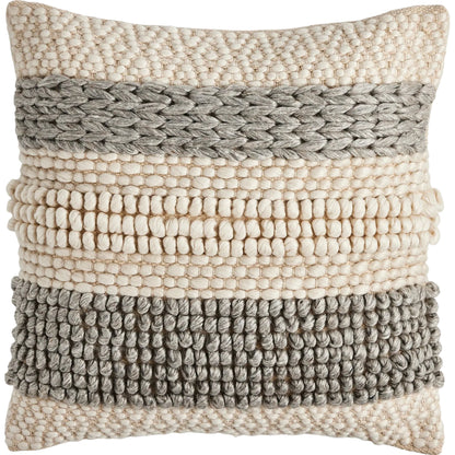 Textured Stripe Pillow by Four Hands in navy, natural, cream backing. Made from unique in a transitional style.