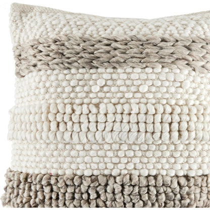 Textured Stripe Pillow by Four Hands in navy, natural, cream backing. Made from unique in a transitional style.