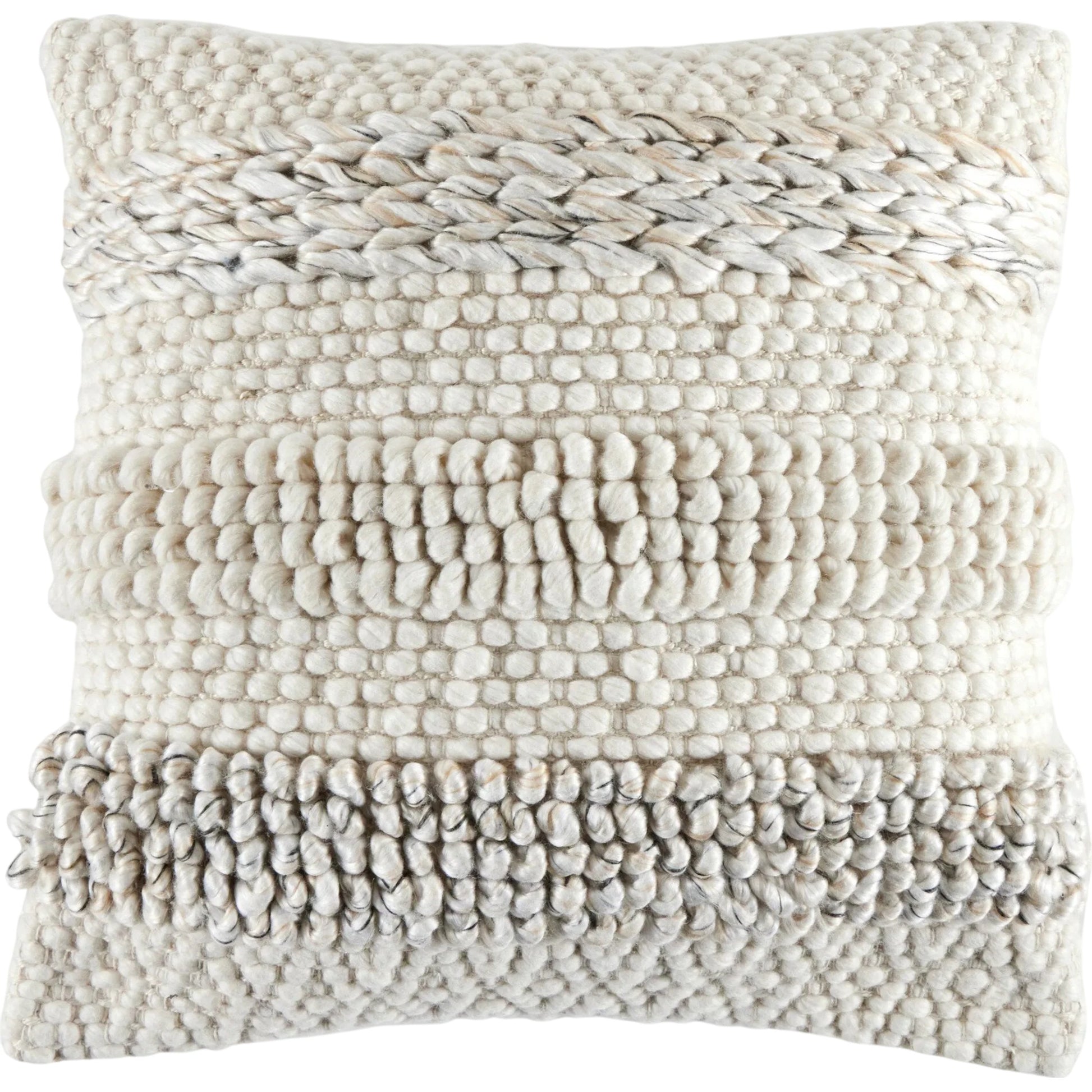 Textured Stripe Pillow by Four Hands in navy, natural, cream backing. Made from unique in a transitional style.