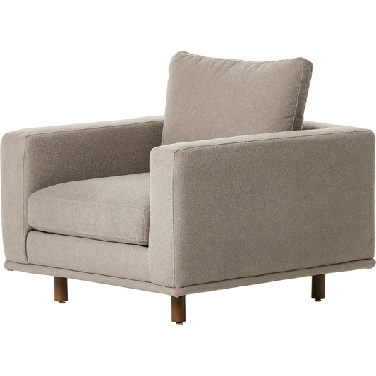 Dom Chair by Four Hands in portland cobbelstone and distressed sienna. Made from 100% polyester, solid rosa morada, pine plywood in a modern style.