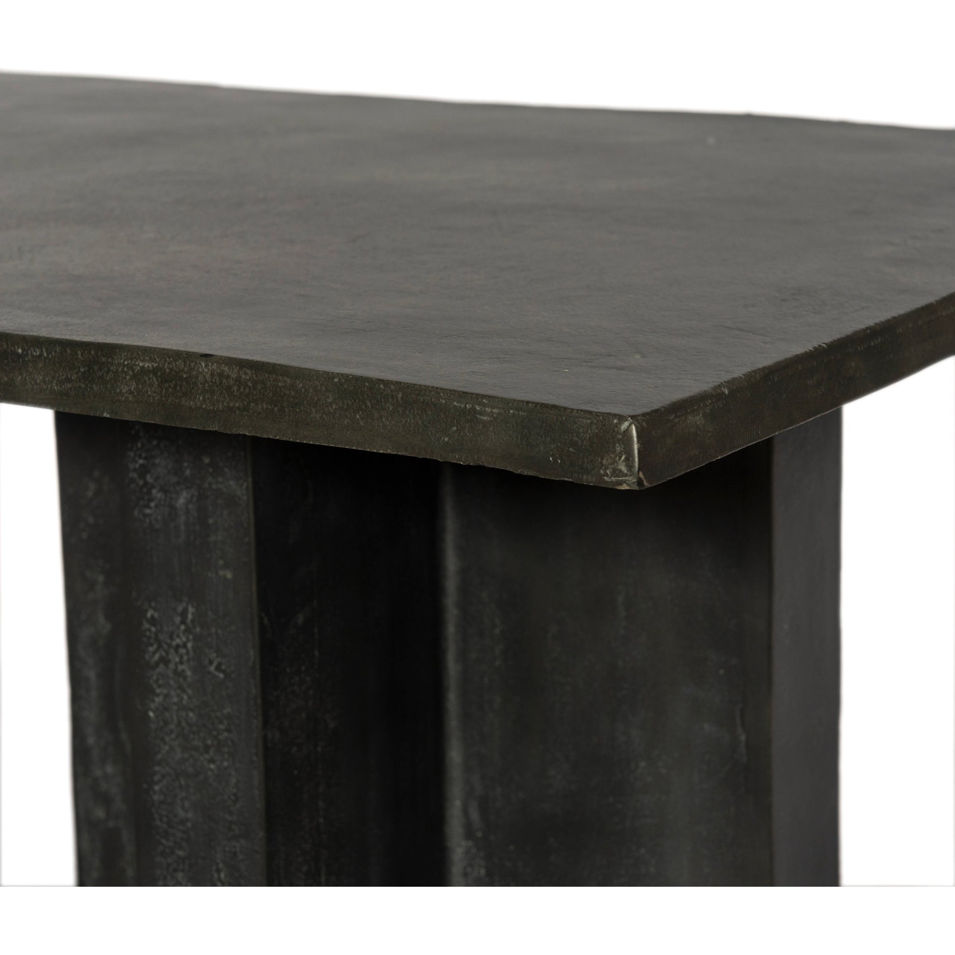 Terrell Outdoor Coffee Table by Four Hands in aged grey. Made from aluminum, engineered hardwood in a modern style.
