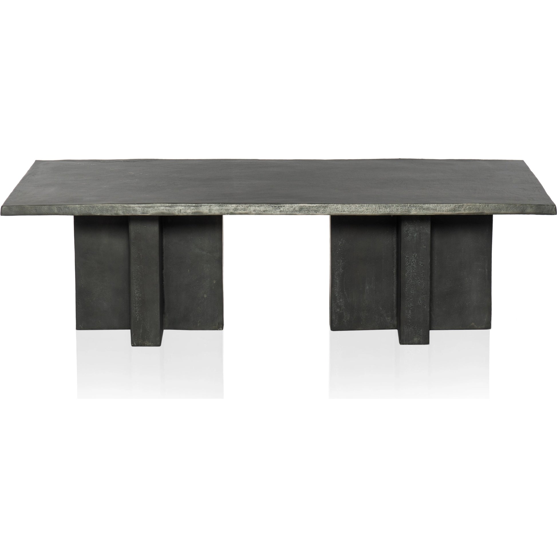 Terrell Outdoor Coffee Table by Four Hands in aged grey. Made from aluminum, engineered hardwood in a modern style.