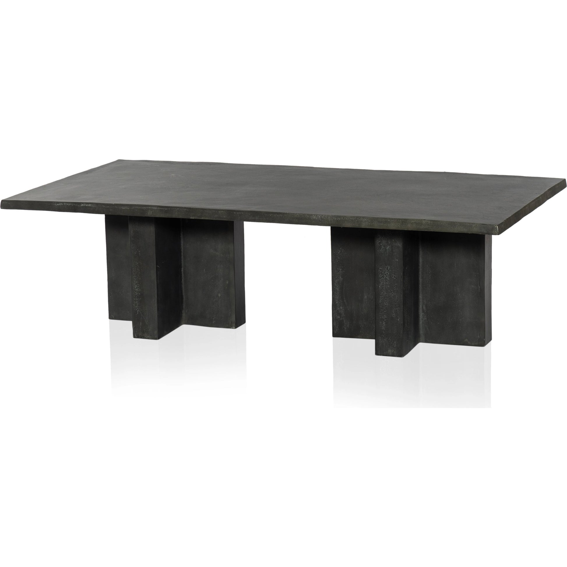 Terrell Outdoor Coffee Table by Four Hands in aged grey. Made from aluminum, engineered hardwood in a modern style.