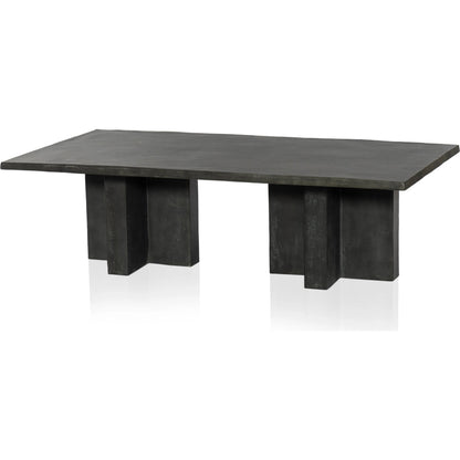 Terrell Outdoor Coffee Table by Four Hands in aged grey. Made from aluminum, engineered hardwood in a modern style.