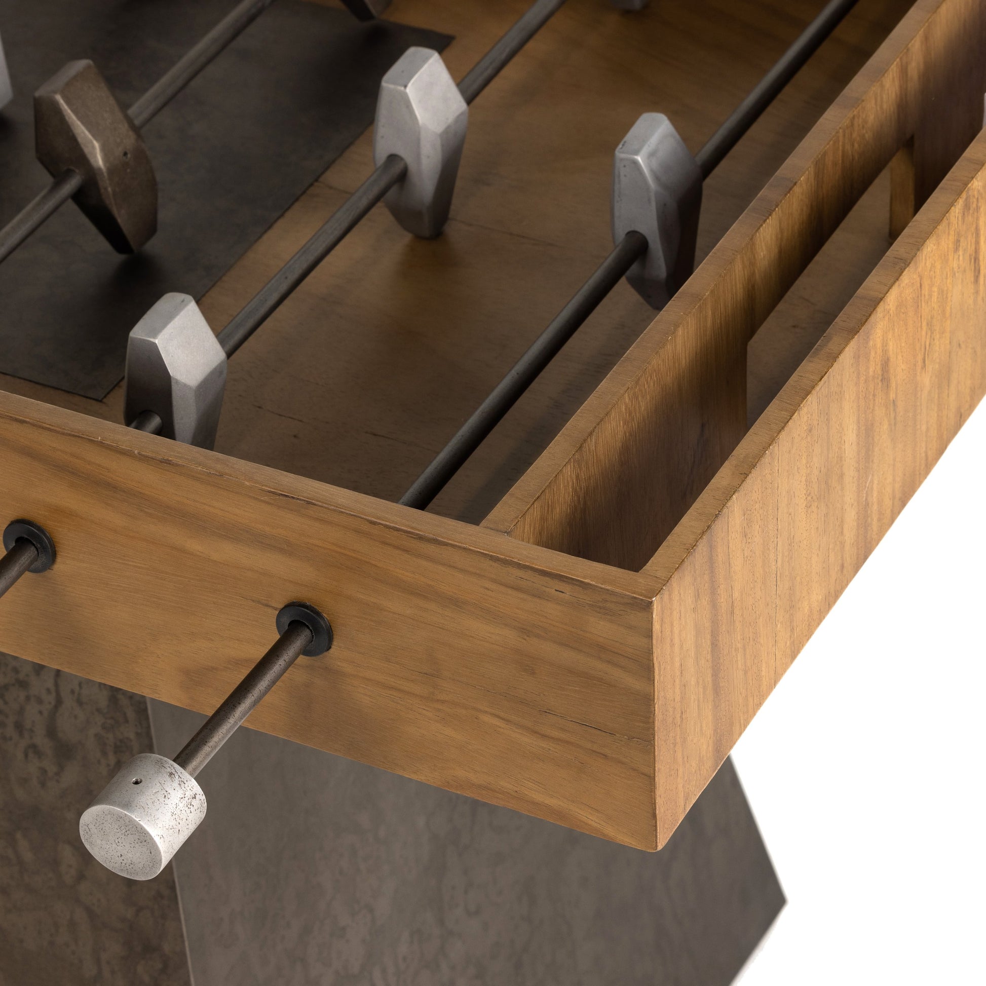 Foosball Table by Four Hands in natural brown guanacaste. Made from aluminum, iron in a modern style.