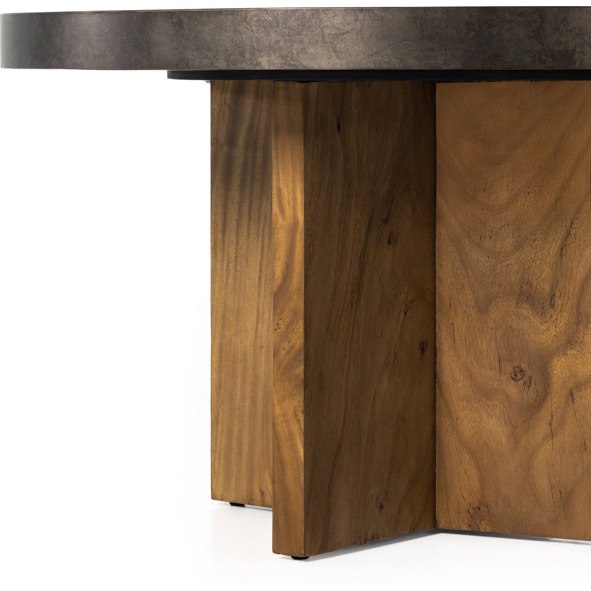 Poker Table by Four Hands in natural brown guanacaste, aged metal. Made from thick guanacaste veneer, iron in a modern style.