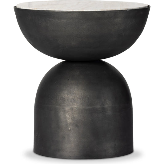Corbett End Table by Four Hands. Made from solid marble, aluminum, engineered hardwood in a modern style.