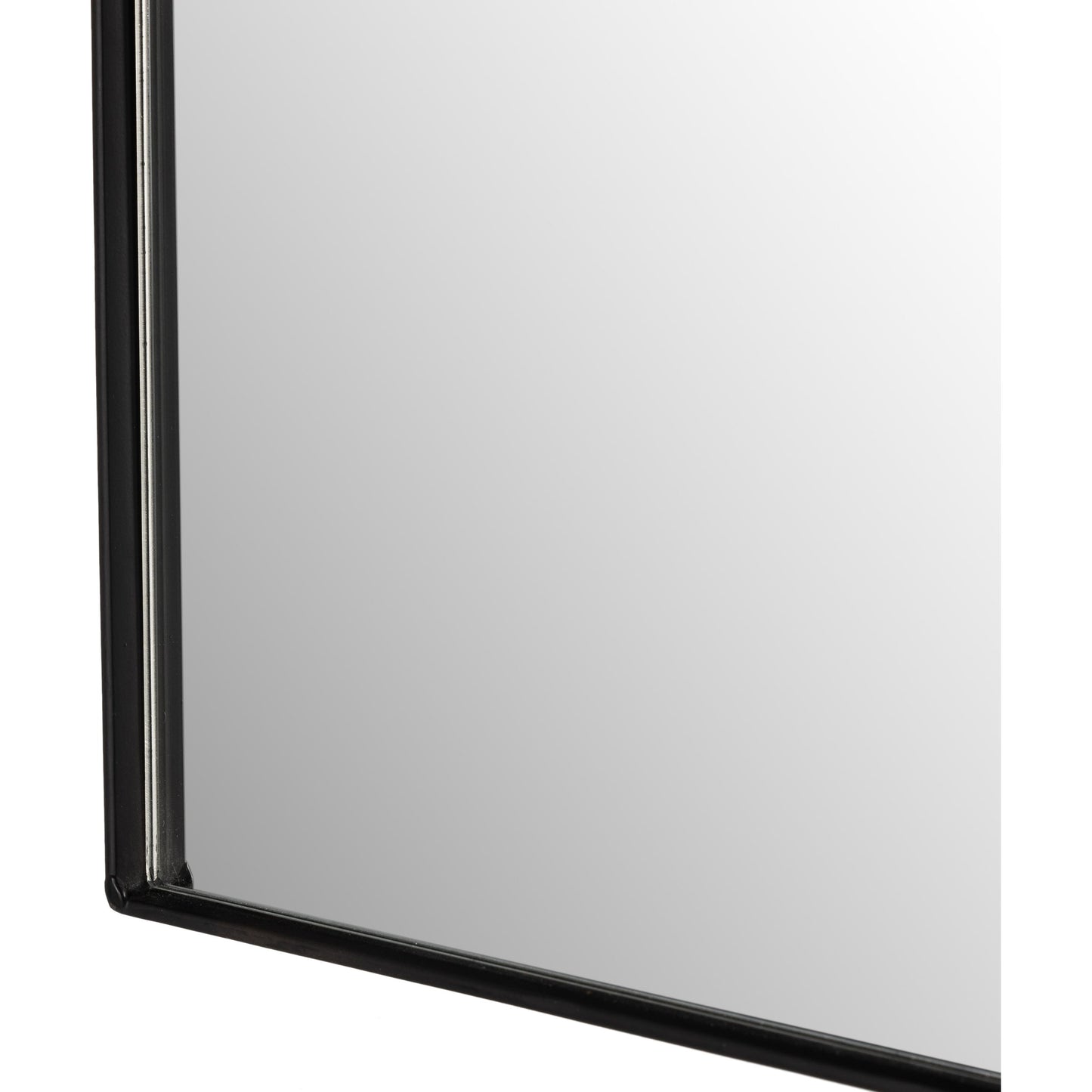 003 SI-1901364 | Closeup | Jacques I Mirror by Four Hands in gunmetal. Made from iron, engineered hardwood, mirror in a modern style.