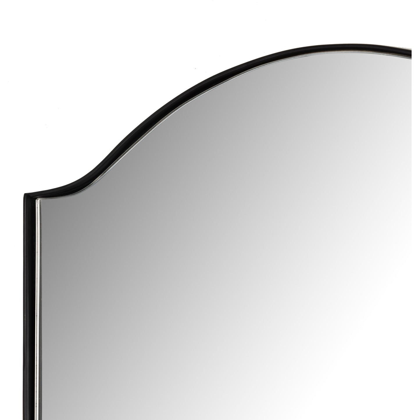 004 SI-1901364 | Closeup | Jacques I Mirror by Four Hands in gunmetal. Made from iron, engineered hardwood, mirror in a modern style.