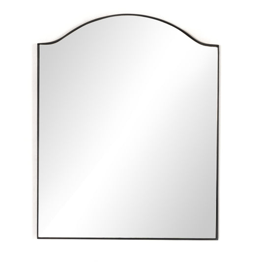Jacques I Mirror by Four Hands in gunmetal. Made from iron, engineered hardwood, mirror in a modern style.