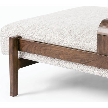 Fawkes Ottoman by Four Hands in brunswick pebble, vintage sienna. Made from 97% polyester, 3% acrylic, solid beech in a modern style.