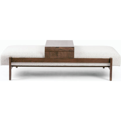 Fawkes Ottoman by Four Hands in brunswick pebble, vintage sienna. Made from 97% polyester, 3% acrylic, solid beech in a modern style.