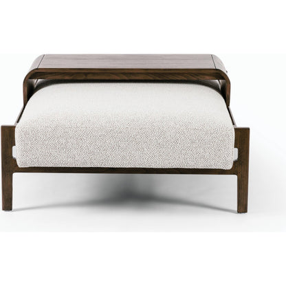 Fawkes Ottoman by Four Hands in brunswick pebble, vintage sienna. Made from 97% polyester, 3% acrylic, solid beech in a modern style.