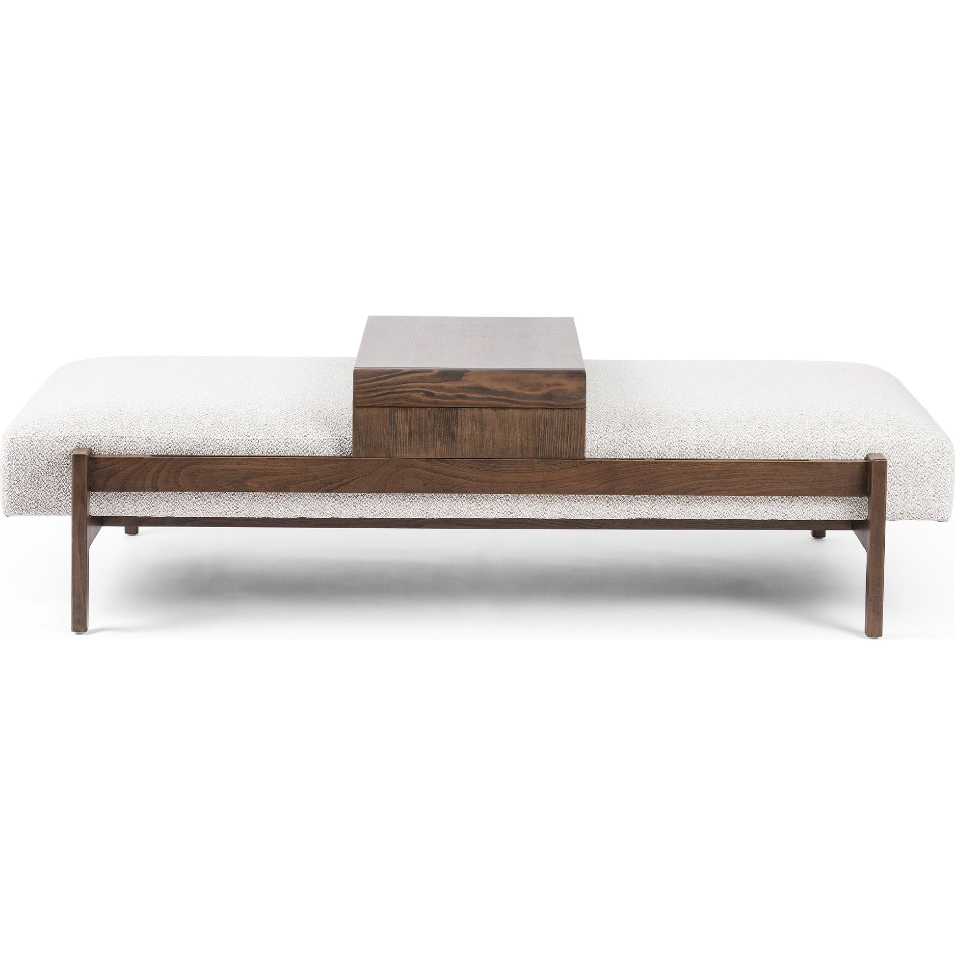 Fawkes Ottoman by Four Hands in brunswick pebble, vintage sienna. Made from 97% polyester, 3% acrylic, solid beech in a modern style.