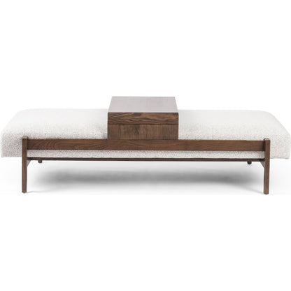 Fawkes Ottoman by Four Hands in brunswick pebble, vintage sienna. Made from 97% polyester, 3% acrylic, solid beech in a modern style.