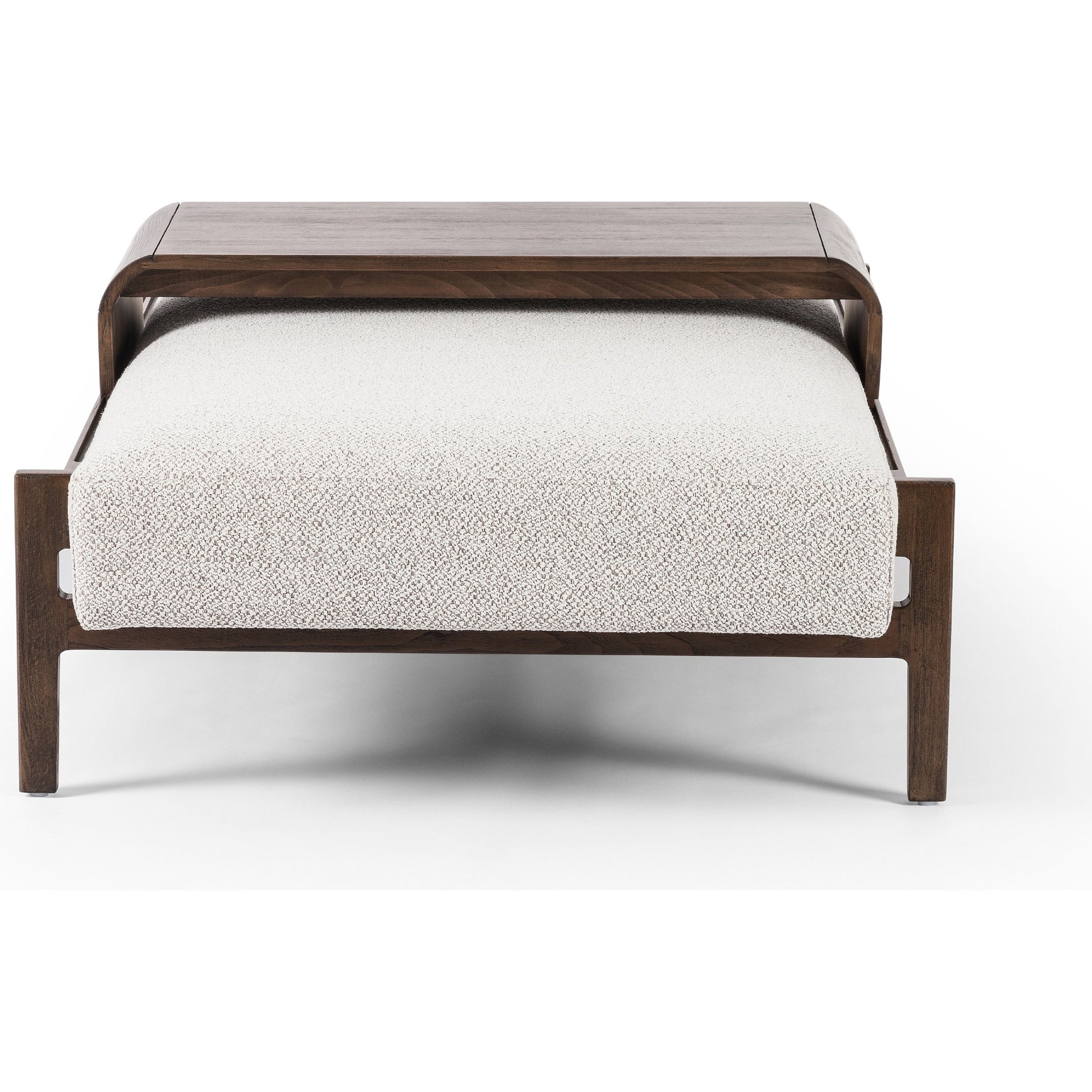 Fawkes Ottoman by Four Hands in brunswick pebble, vintage sienna. Made from 97% polyester, 3% acrylic, solid beech in a modern style.