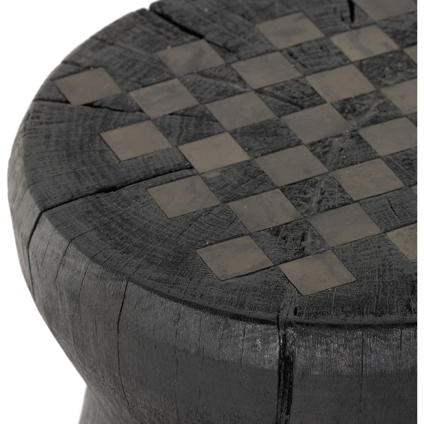 011 SI-1901982 | Closeup | Chess Table by Four Hands. Made from solid mixed reclaimed wood, iron in a cottage & farmhouse style.