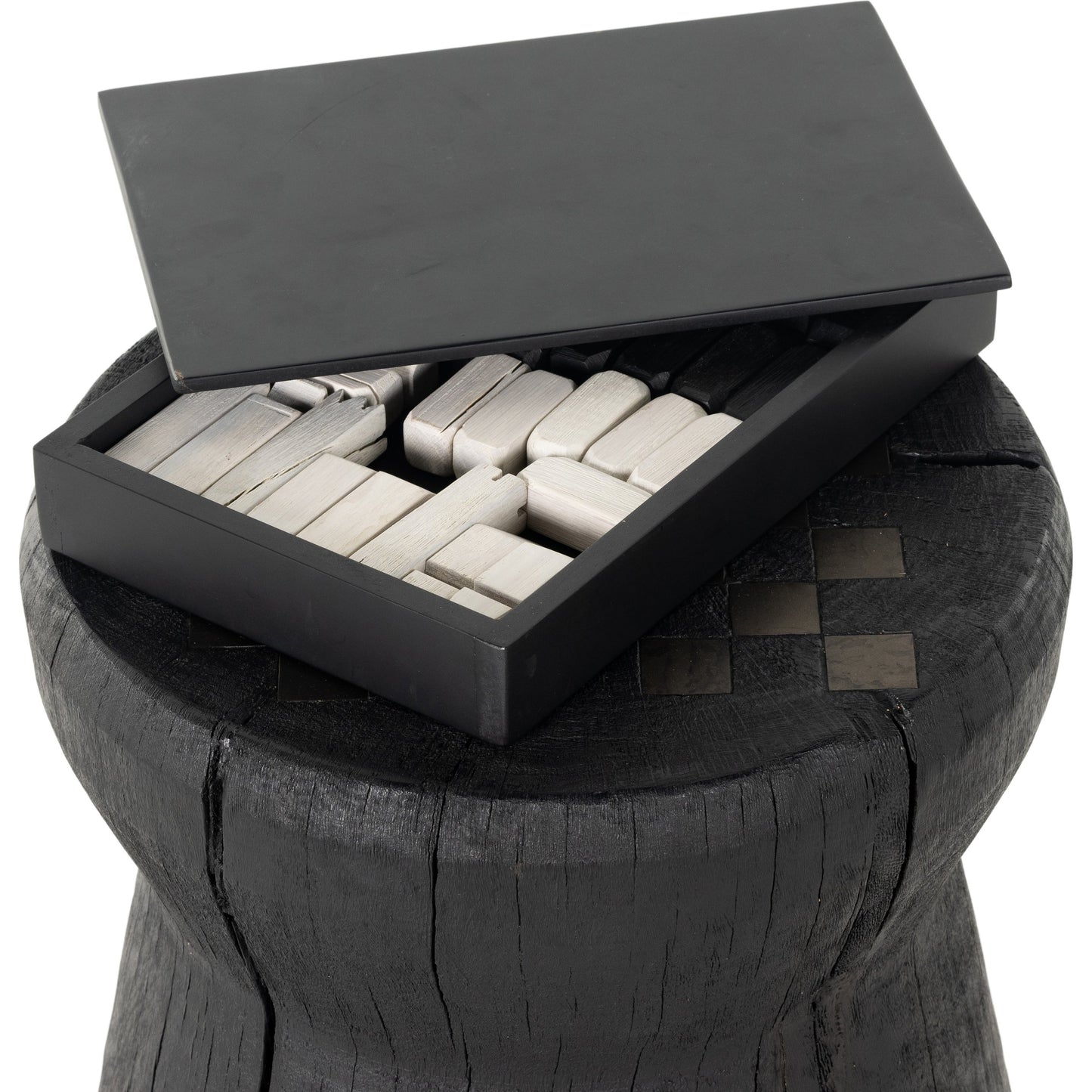 015 SI-1901982 | Closeup | Chess Table by Four Hands. Made from solid mixed reclaimed wood, iron in a cottage & farmhouse style.