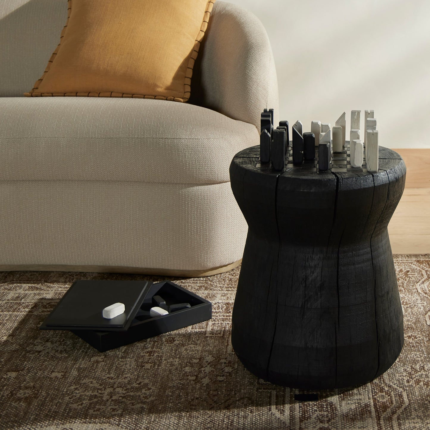 003 SI-1901982 | Lifestyle | Chess Table by Four Hands. Made from solid mixed reclaimed wood, iron in a cottage & farmhouse style.