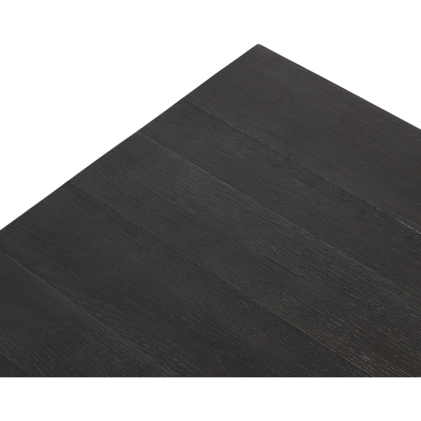 005 SI-2635336 | Closeup | Munich Dining Table by Four Hands in ebony oak veneer, ebony oak thin veneer, ebony parawood. Made from thick oak veneer, solid parawood in a unique style.