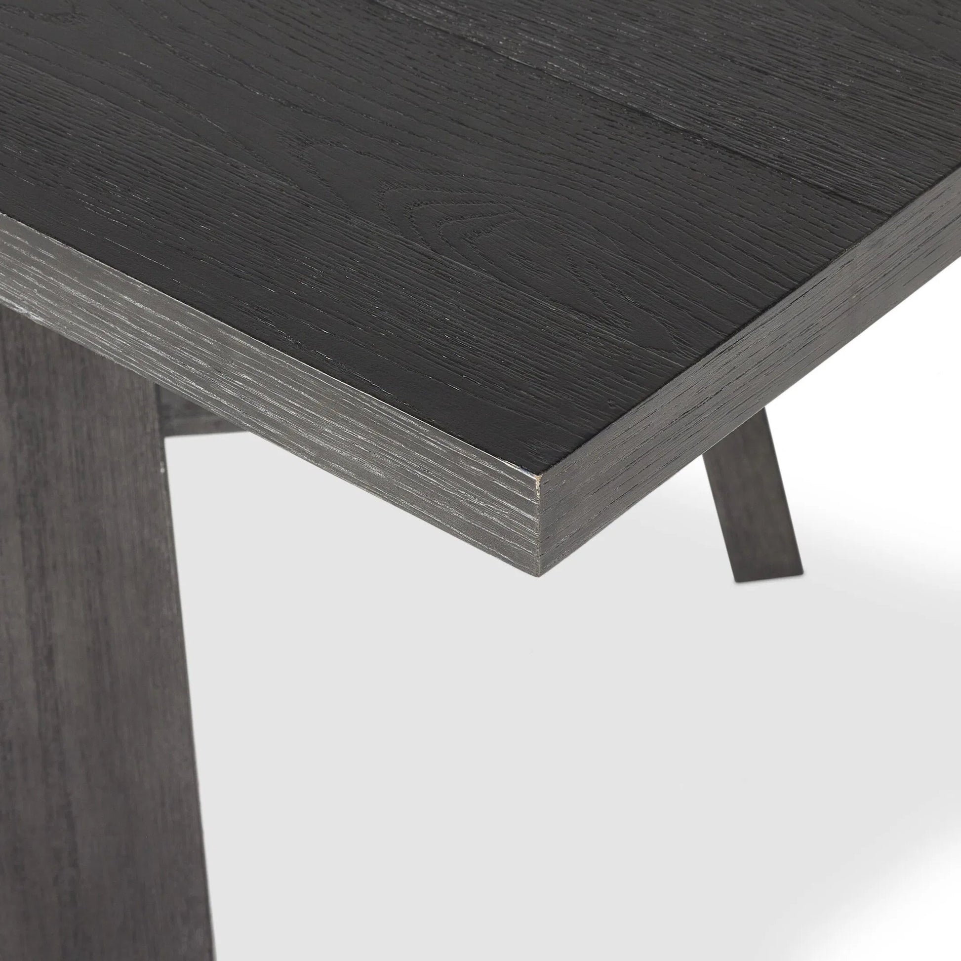 Munich Dining Table by Four Hands in ebony oak veneer, ebony oak thin veneer, ebony parawood. Made from thick oak veneer, solid parawood in a unique style.