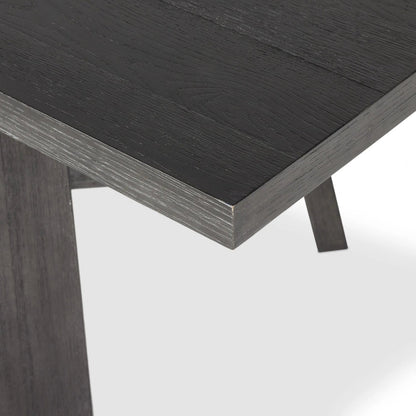 Munich Dining Table by Four Hands in ebony oak veneer, ebony oak thin veneer, ebony parawood. Made from thick oak veneer, solid parawood in a unique style.