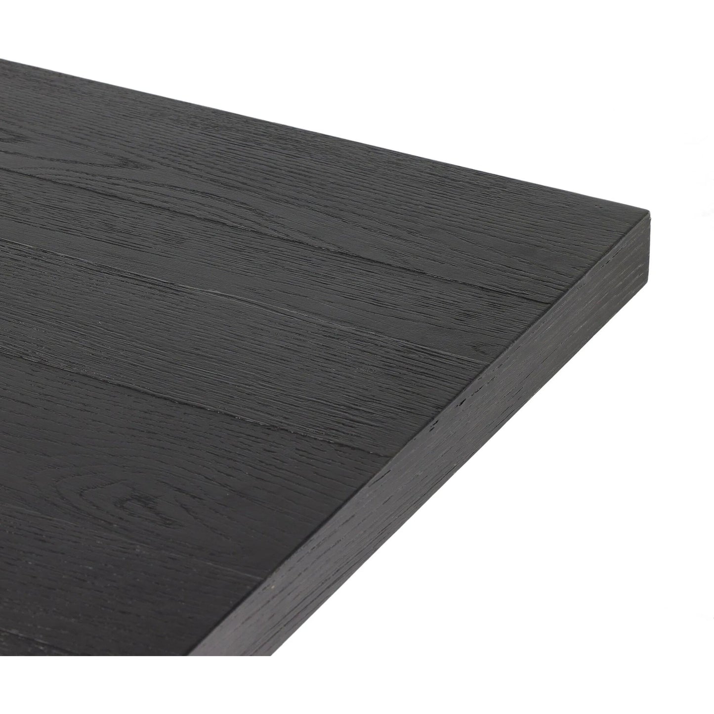 008 SI-2635336 | Closeup | Munich Dining Table by Four Hands in ebony oak veneer, ebony oak thin veneer, ebony parawood. Made from thick oak veneer, solid parawood in a unique style.