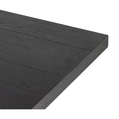 Munich Dining Table by Four Hands in ebony oak veneer, ebony oak thin veneer, ebony parawood. Made from thick oak veneer, solid parawood in a unique style.