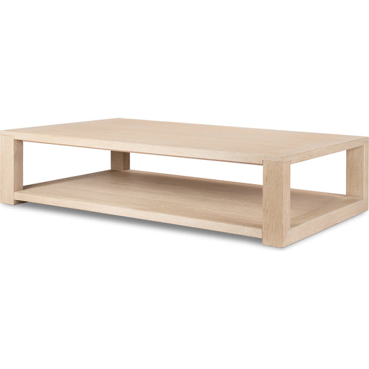 Thomas Coffee Table by Four Hands in bleached oak. Made from solid oak, oak veneer in a modern style.