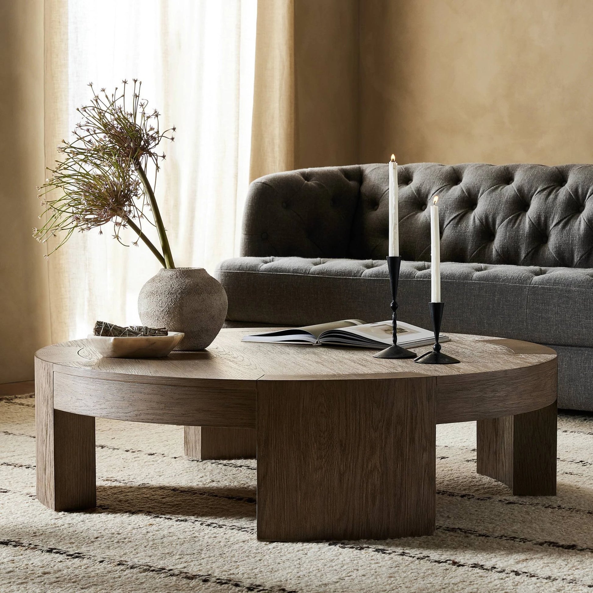 Sheffield Coffee Table by Four Hands. Made from oak veneer in a modern style.