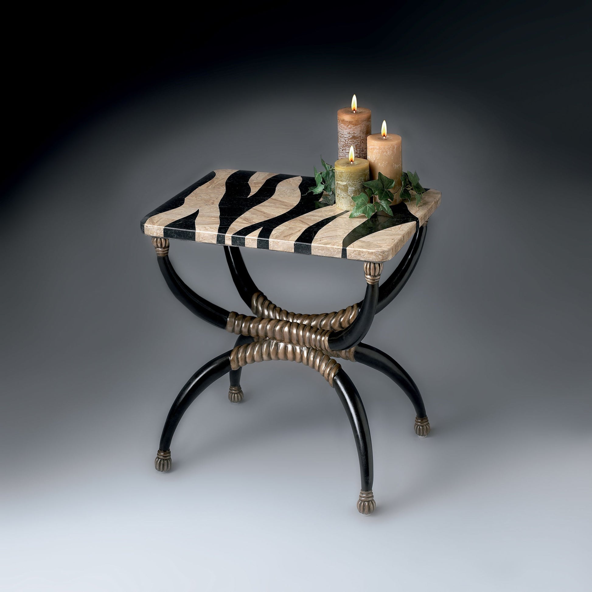 Zebra Accent Table by Butler Specialty Company in multi-color and heritage. Made from resin, fossil stone in a eclectic & global style.
