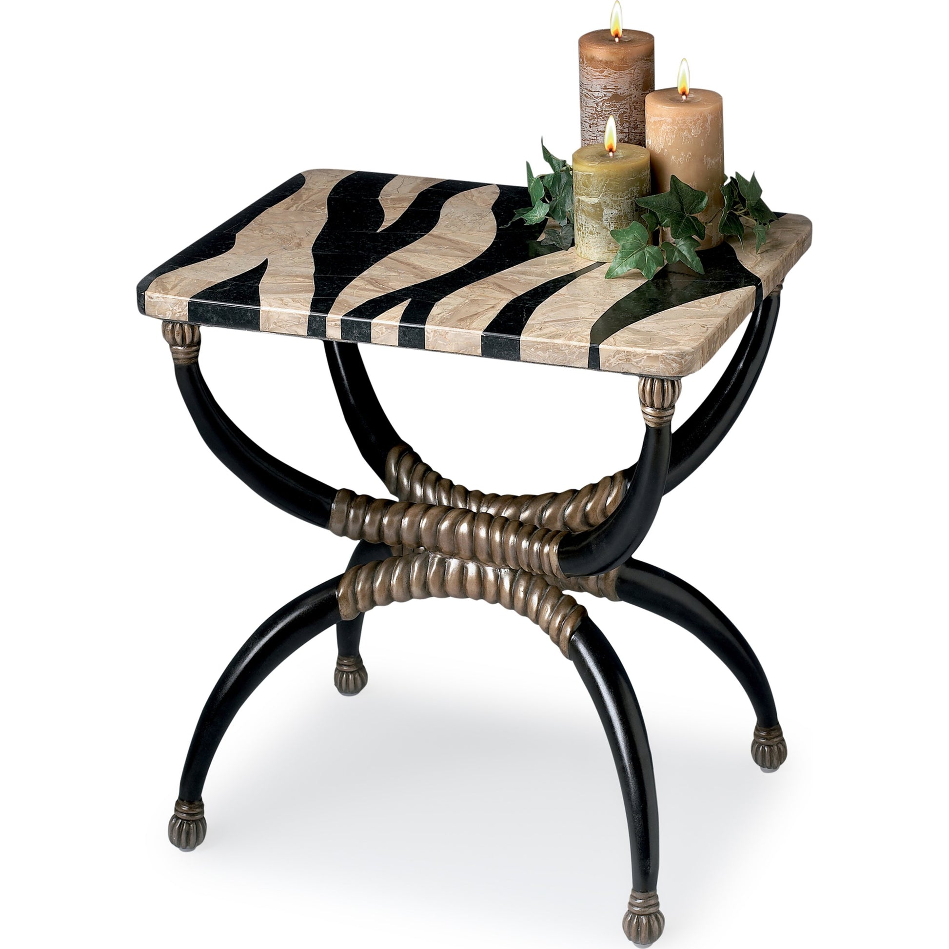 Zebra Accent Table by Butler Specialty Company in multi-color and heritage. Made from resin, fossil stone in a eclectic & global style.