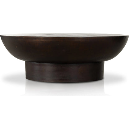 Searcy Coffee Table by Four Hands in antique rust. Made from aluminum in a modern style.