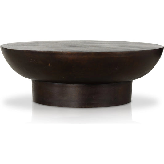 Searcy Coffee Table by Four Hands in antique rust. Made from aluminum in a modern style.