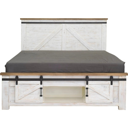 Provence Bed by LH Imports in white, brown and antique white, rustic natural, rustic charcoal black. Made from fsc reclaimed pine, iron in a modern style.