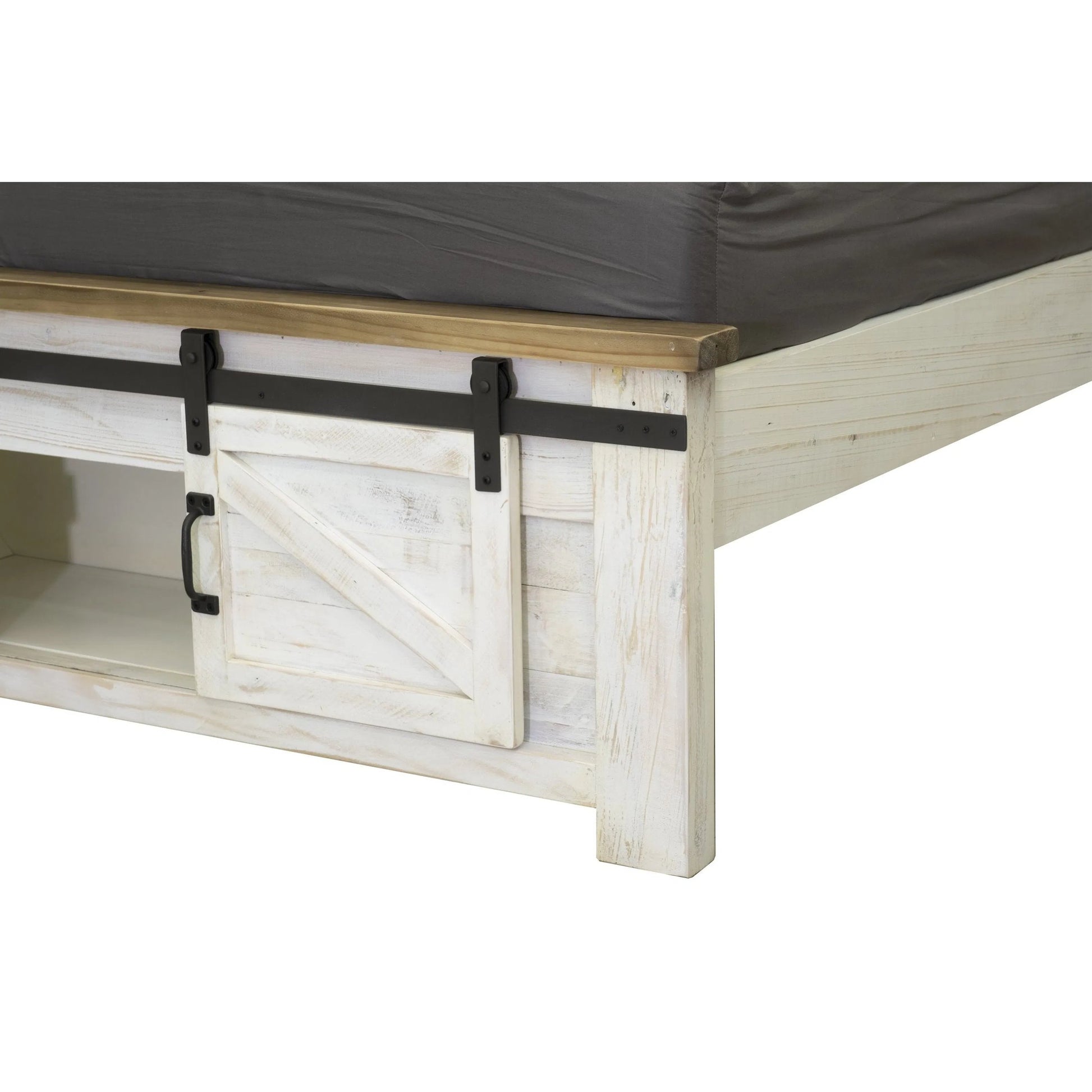 Provence Bed by LH Imports in white, brown and antique white, rustic natural, rustic charcoal black. Made from fsc reclaimed pine, iron in a modern style.