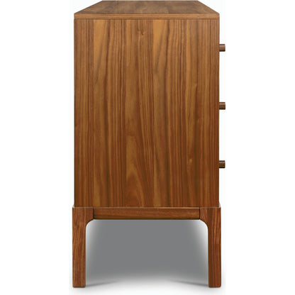 Arturo 6 Drawer Dresser by Four Hands in natural walnut. Made from walnut veneer, solid walnut in a modern style.